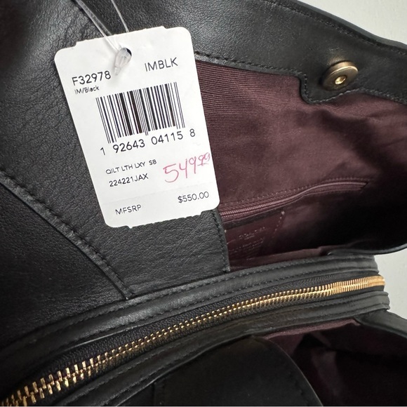 NWT Coach Lexy quilted black leather shoulder bag - Picture 3 of 6